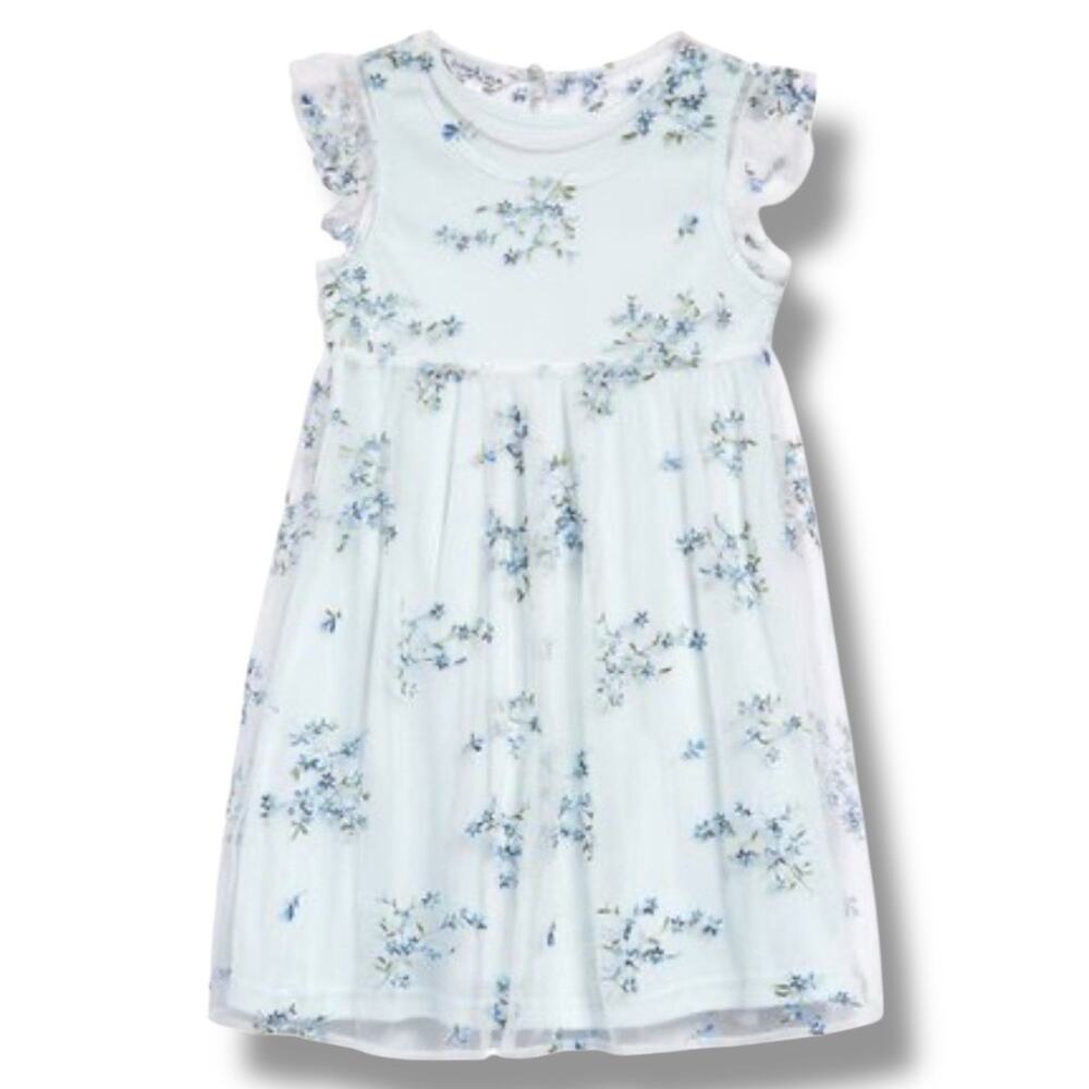 Pippa‎ & Julie Girls Blue Floral Tulle Dress Size 7 Party Spring Party Wedding